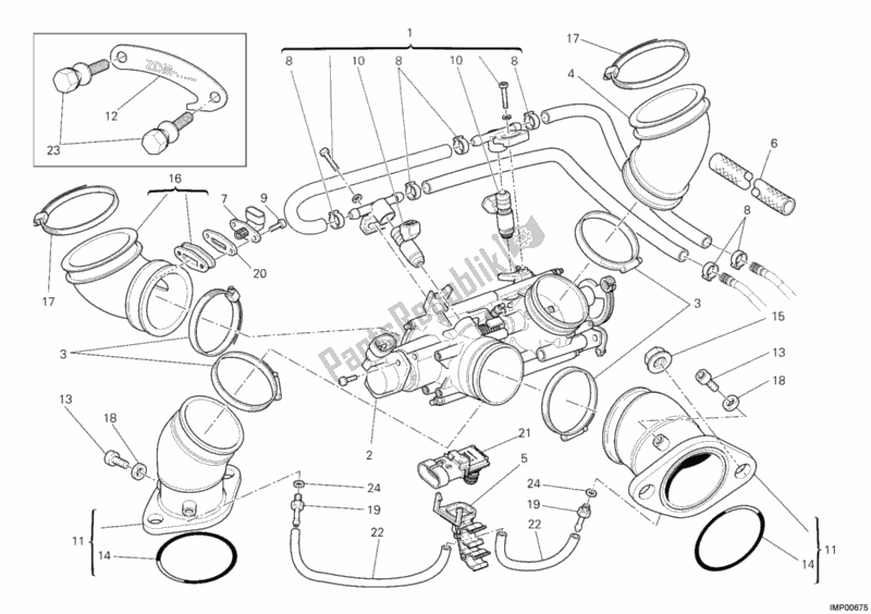 All parts for the Throttle Body of the Ducati Monster 659 Australia 2012